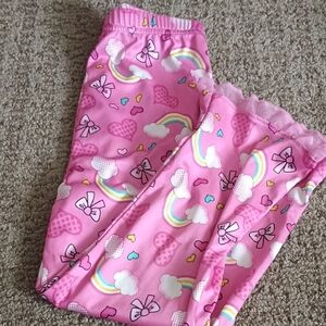 Pink Kids Pajamas with Rainbow and Bow Print